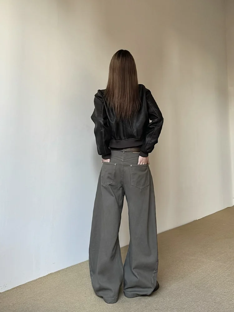 Jeans larghi da uomo e da donna con coltello a gamba larga Bell Bot Abbigliamento casual Pantaloni lunghi larghi a pieghe vintage primavera autunno