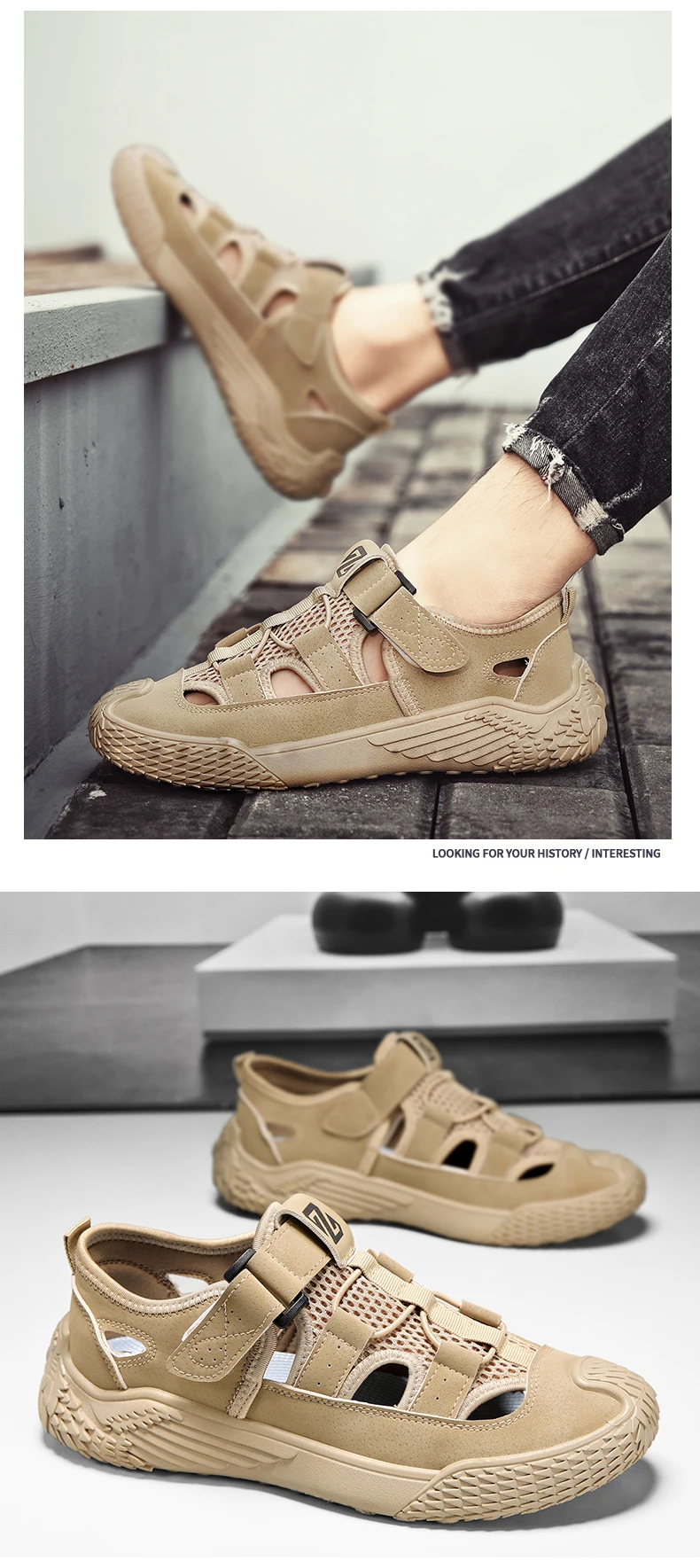 Große Sandalen für Herren, neues Sommermodell, trendig, vielseitig einsetzbar, lässige Sportsandalen, bequeme Sandalen mit weicher Sohle und hohlem Design für den Strand. – Detail 11