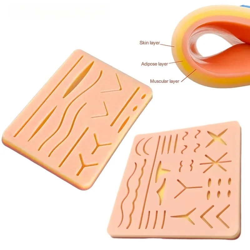 Silicone Skin Pad Suture Training Kit Surgical Wound for Surgeon Medical Practice Training Traumatic Suture Practice Kit