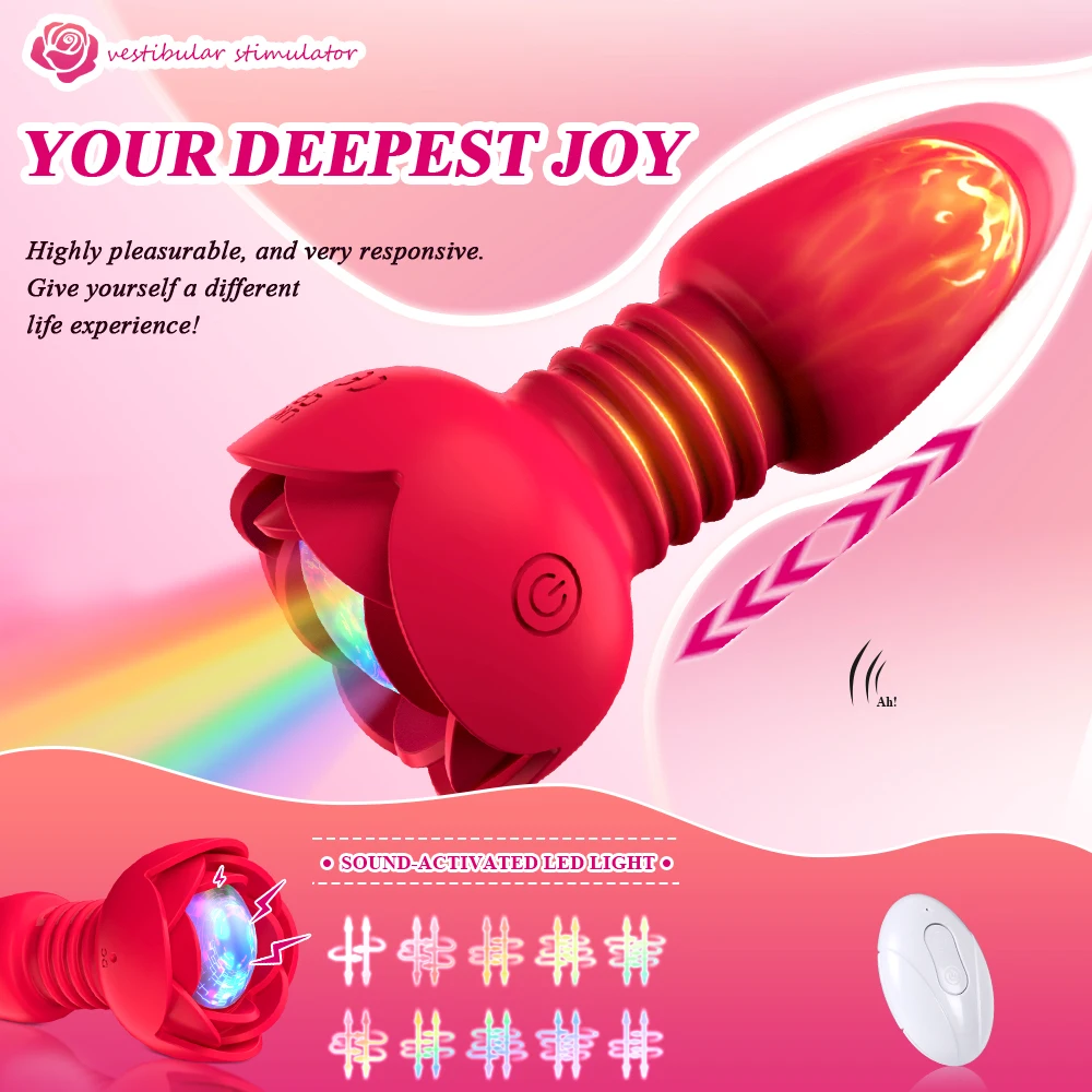 Wireless Bluetooth Voice-Activated LED Butt Plug APP Remote Control Telescopic Anal Vibrator Dildo Male Prostate Stimulator Gay