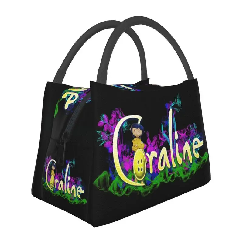 

Halloween Horror Animation Movie Coraline Insulated Lunch Tote Bag for Women Resuable Thermal Cooler Bento Box Hospital Office