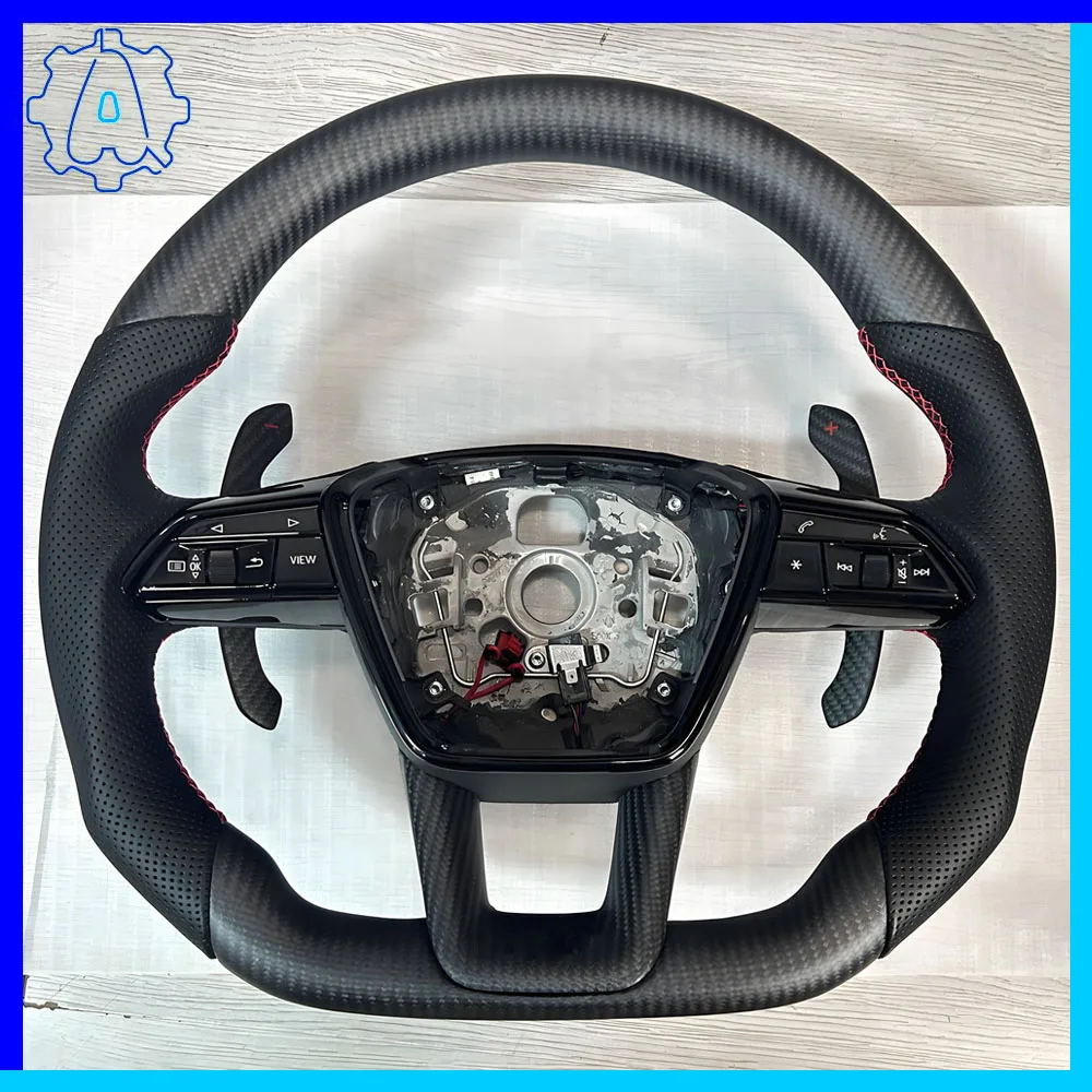 

Heated steering wheel For Audi A6 C8 matte carbon fiber leather sports flat bottomed steering wheel, Car Accessories