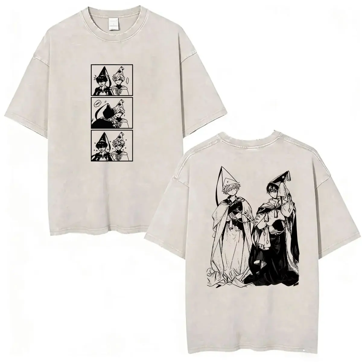 Anime Qifrey Witch Hat Atelier Vintage Washed T-Shirt Herren Damen Harajuku Mode Kleidung T-Shirts Lässiges Kurzarm-T-Shirt