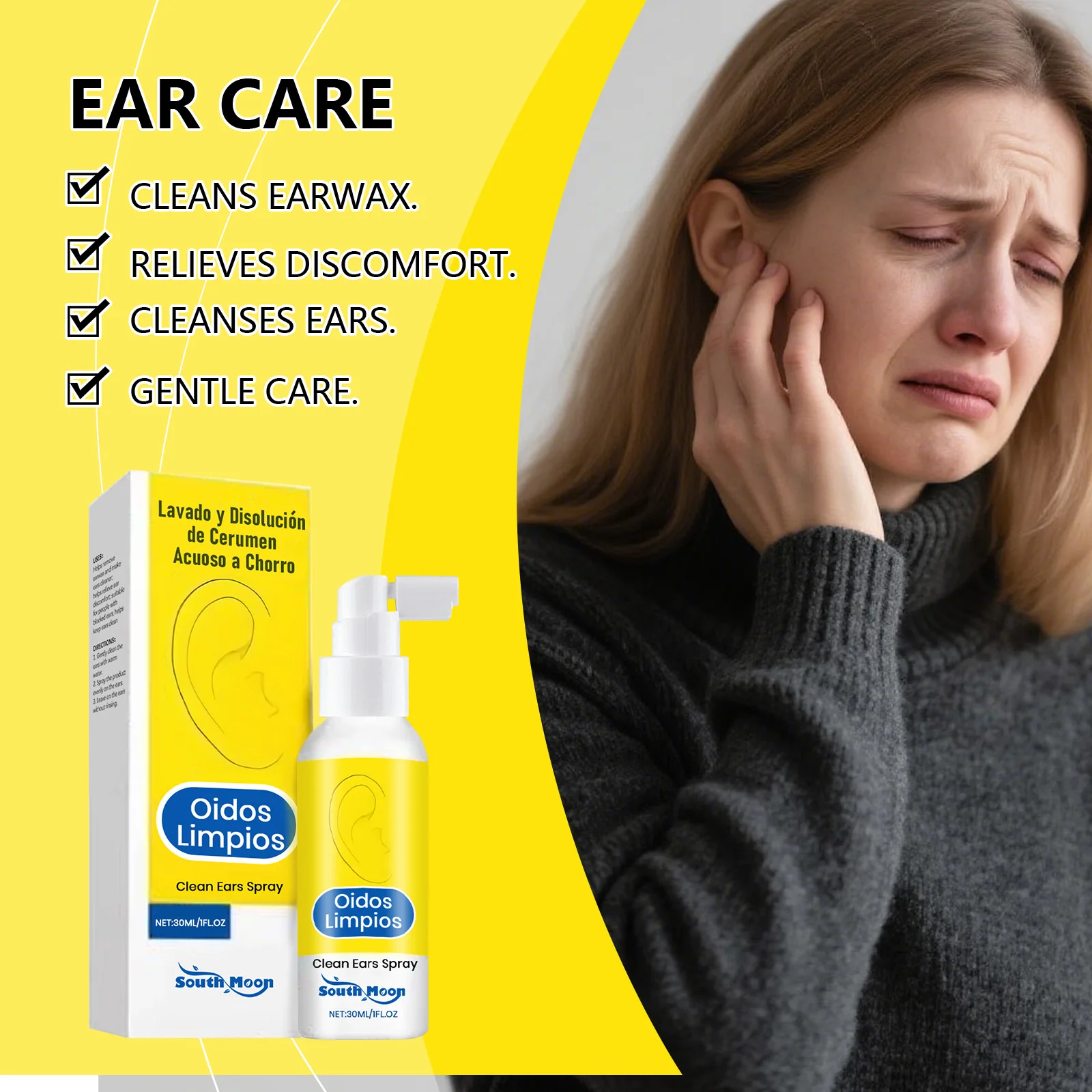 Tinnitus Relief Spray Improve Listening Soothing Ear Itchy Discomfort Hearing Loss Cleaning Earwax Blockage Otitis Care Spray