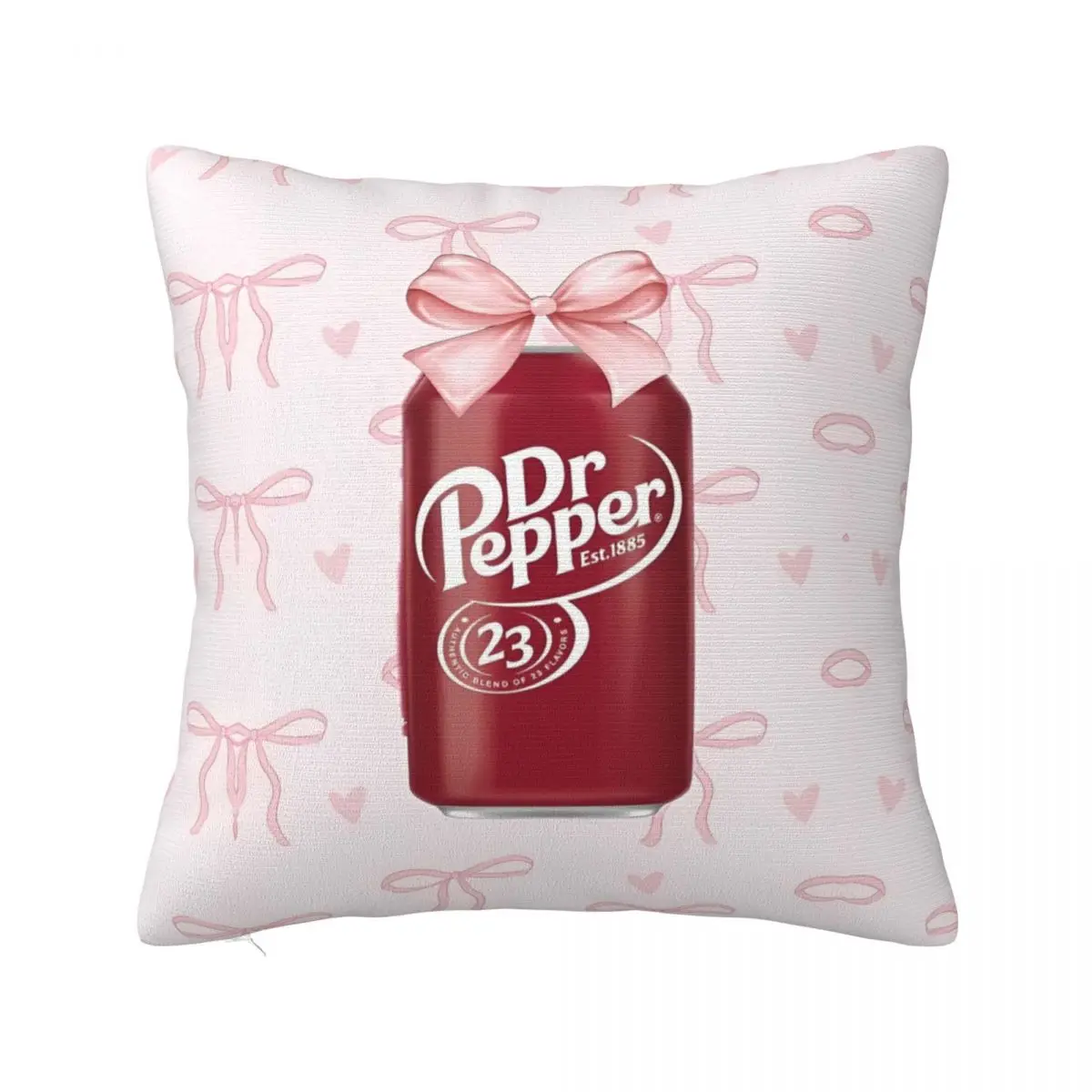 

Dr Pepper Pink Ribbon Square Pillow Case Drink Cushion Cover Creative Zippered Decor Throw Pillow Case Cover for Sofa 40*40cm