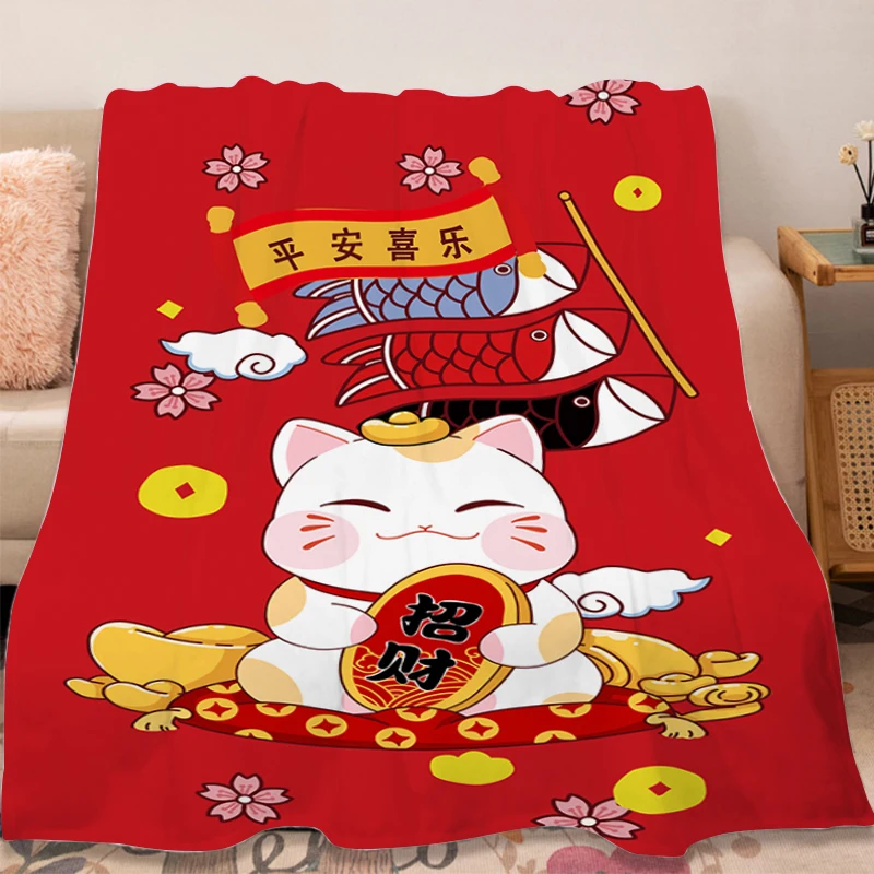 

Custom Blanket A-Lucky cats Sofa Fluffy Soft Blankets for Winter Microfiber Bedding Warm Knee Bed Fleece Camping Nap Blanket