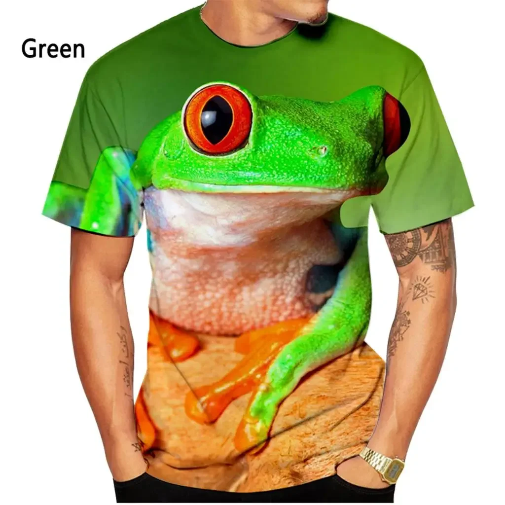 

Summer fashion funny animal T-shirt unisex 3d frog printing couple funny T-shirt casual hip-hop short sleeve