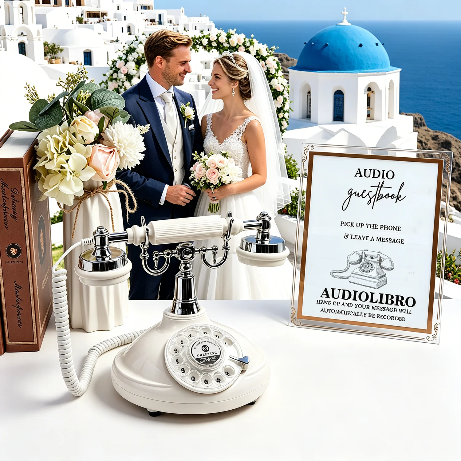Sprach-Gästebuch-Telefon für Hochzeiten, Vintage-Drehscheibentelefon mit Aufnahmefunktion, Anpassbare Nachrichten für Hochzeit, Geburtstag, Party – Detail 9