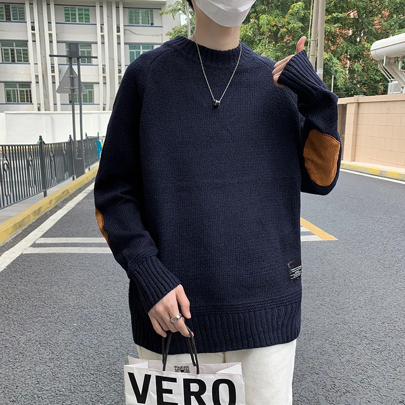 2022 New Men\'s Round Neck Sweater Pullover Fashion All-match Korean Men\'s Sweater Casual Warm Loose Sweater