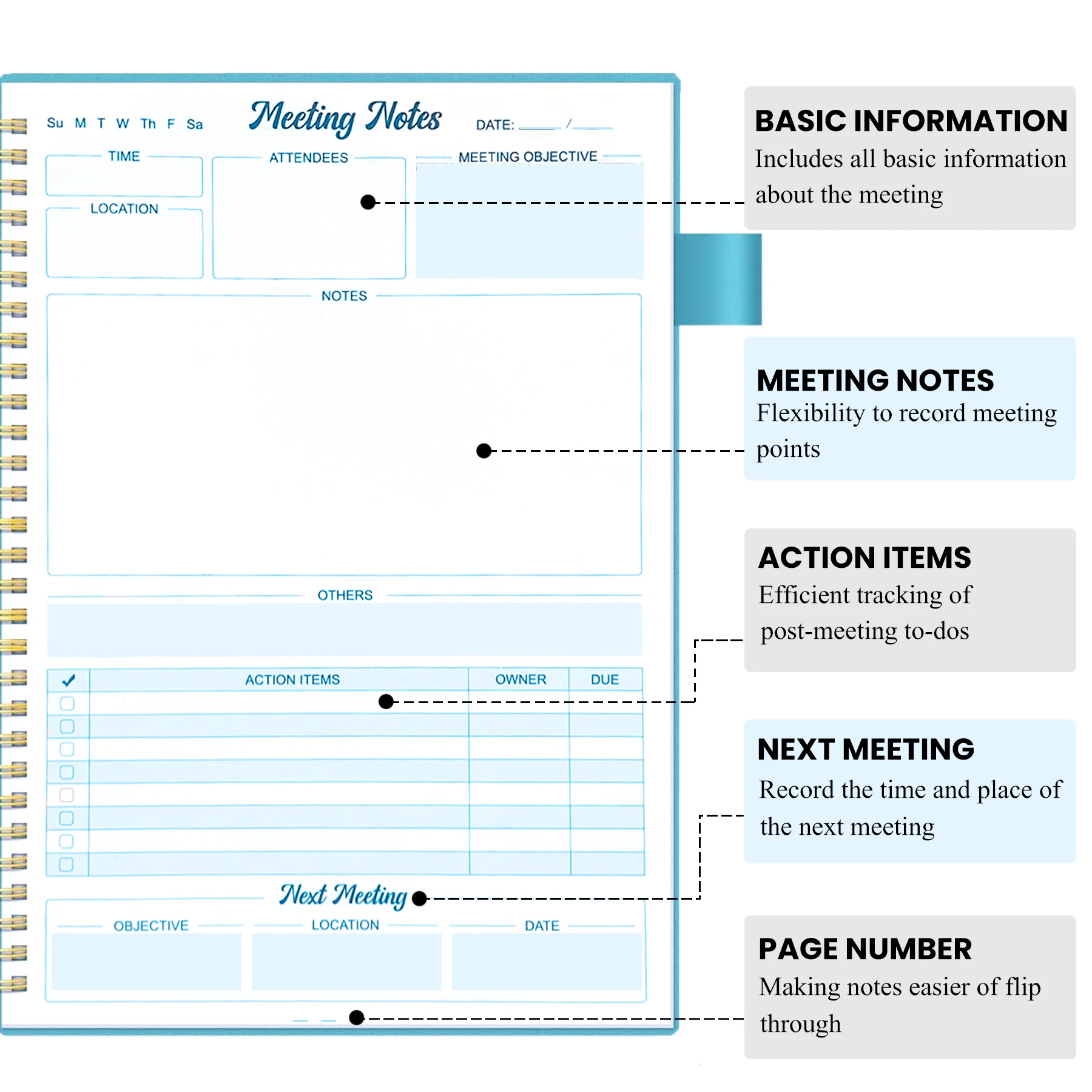 60 Sheets/book Boost Meeting Organization & Productivity Notebook With Action For Work Office&Business Supplies Planner Agenda