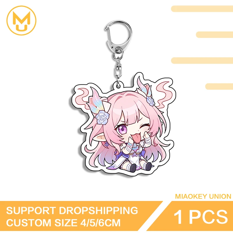 Kawaii Honkai Star Rail Cyrene Amusing Sitting Posture Lively Creative Double Sided Keyring Elf Like Glaring Trendy Jewelry