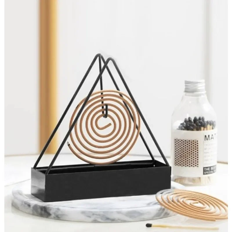 Creative Anti-Scald Mosquito Coil Holder with Tray Wrought Iron Triangular Shape Mosquito Repellent Incense Rack Home Tools