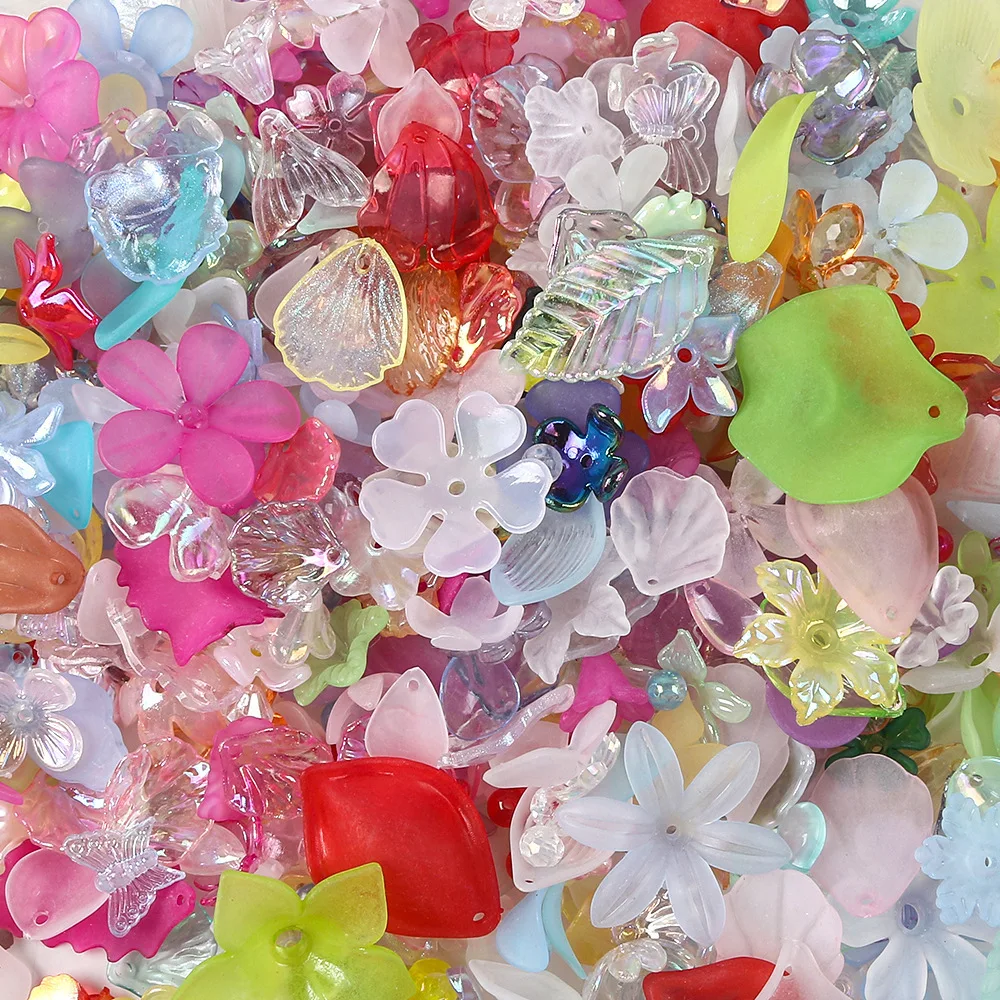 20g/100g  Acrylic Assorted Beads Flower Star Butterfly Candy Acrylic Kawaii Beads for DIY Keychain Bracelets Jewelry Making DIY