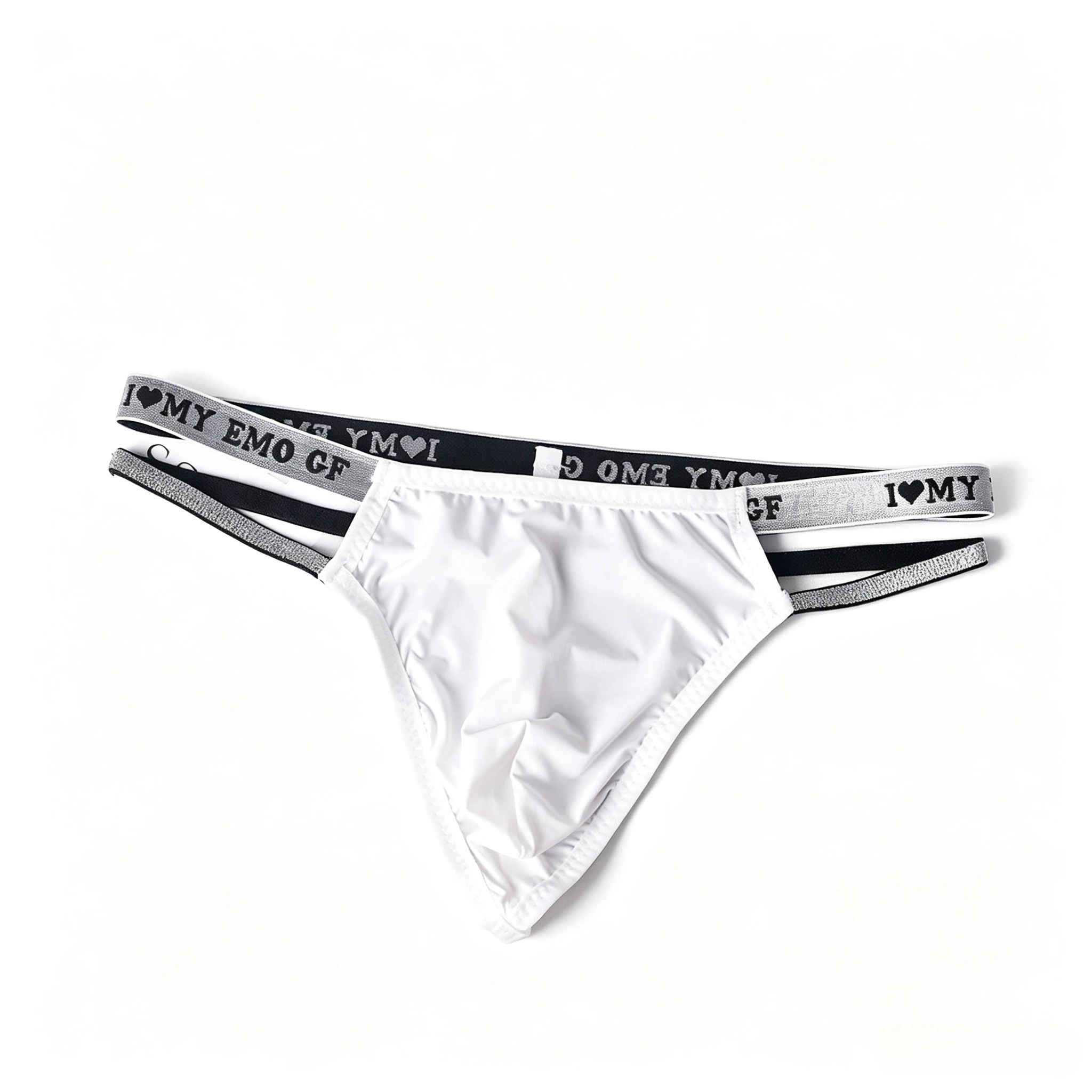 Men's Solid Thong U-Convex Pouch Erotic Underwear Smooth Ice Silk T-Back with Double Straps, Low-Rise Breathable Sexy Underpants