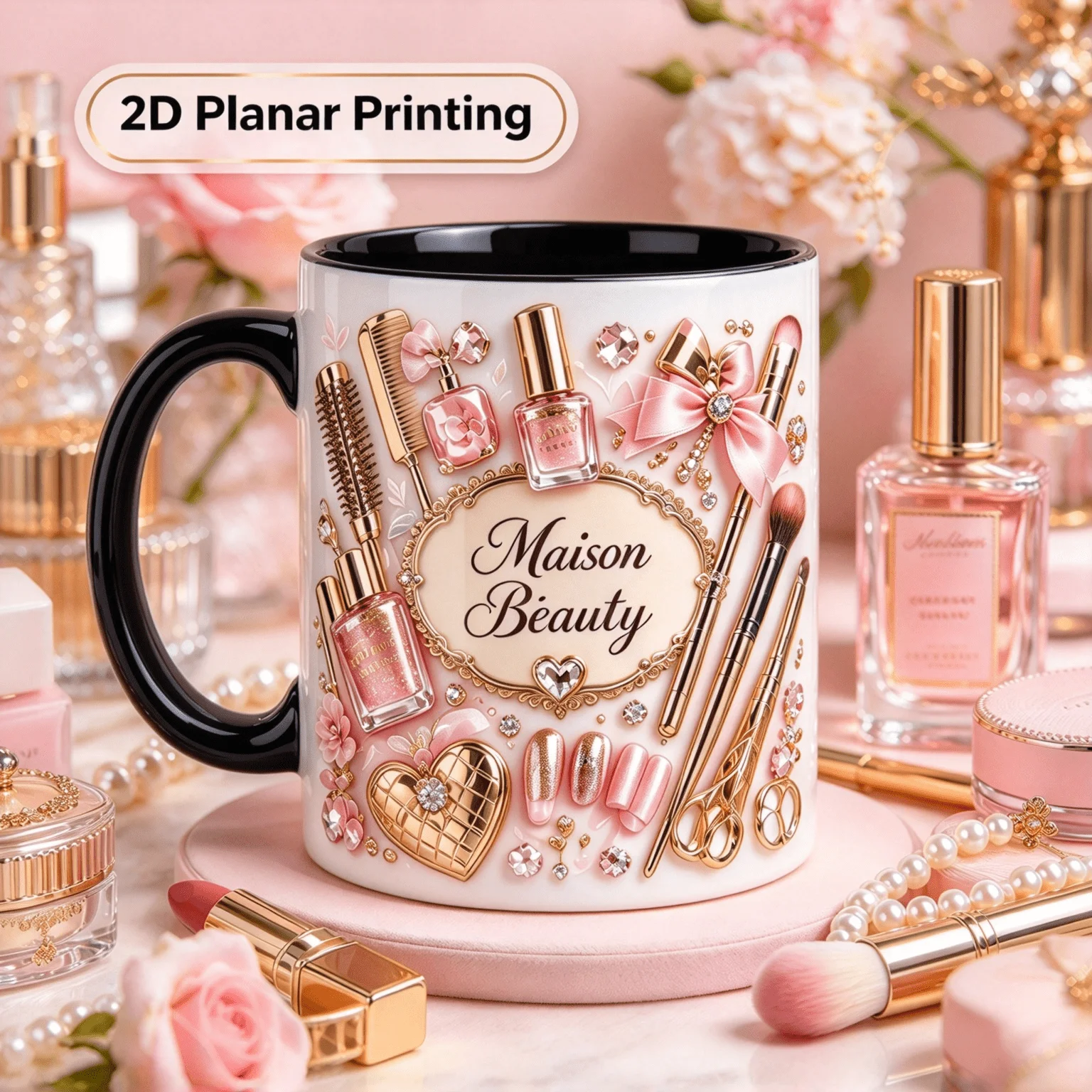2D Flat Printing 1pc 11oz Custom Name Beauty Artist Mug, Birthday Beauty Salon Gift For Bestie, Hand Wash Only Microwave Safe