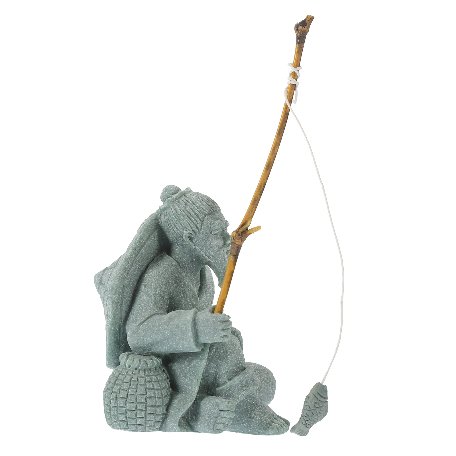 

Mini Fisherman Statue Garden Decor Home Adornment Miniature Model Aquarium Supplies Chinese Design Tea Pet Figure Lifelike Jiang