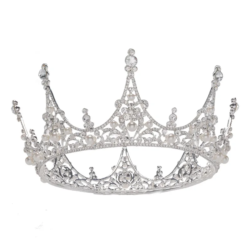 New Bridal Accessories European and American Baroque Crown Diamond Pearl Headpiece Hairpin Wedding Dress Accessories