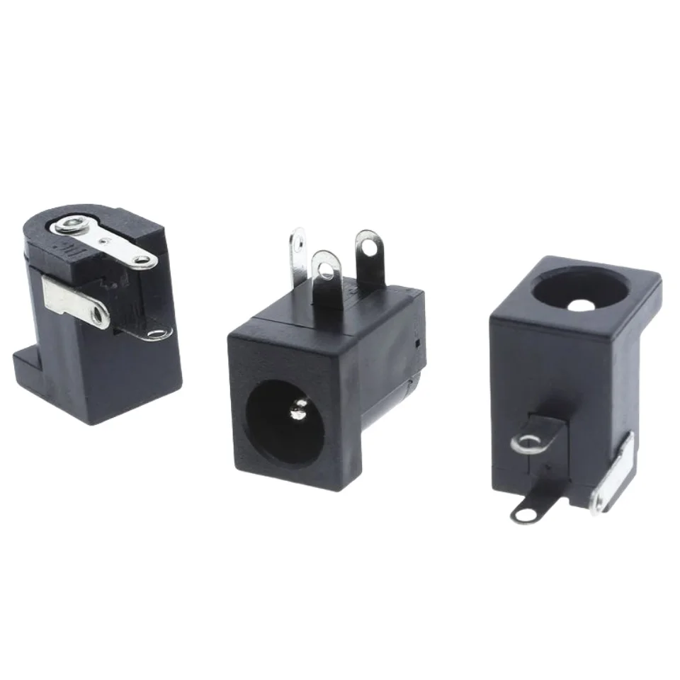 10pcs 5.5x2.1mm DC-005 Black DC Power Jack Socket DC Connectors Supply Barrel-Type Right Angle PCB Mount Terminal