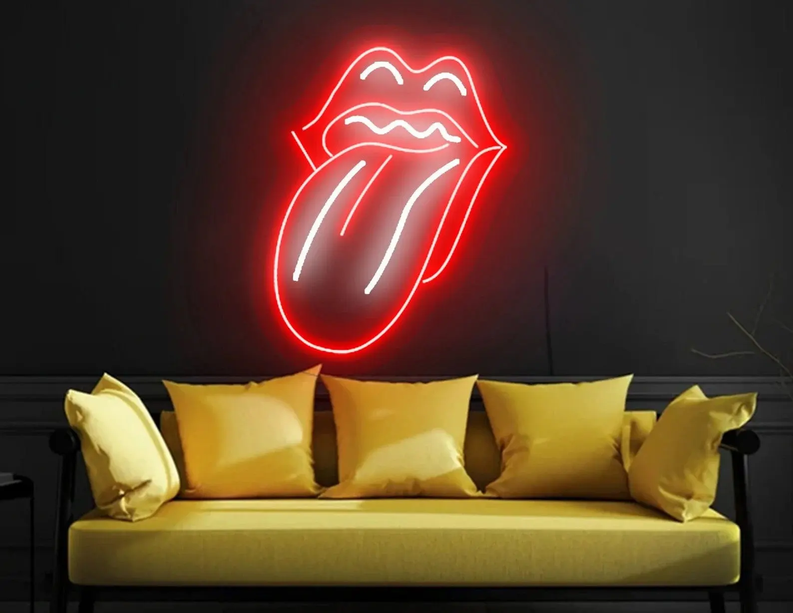 Mouth With Tongue Home Decoration Rock N Roll neon light Music studio decoration neon led sign for living room bedroom decoratio