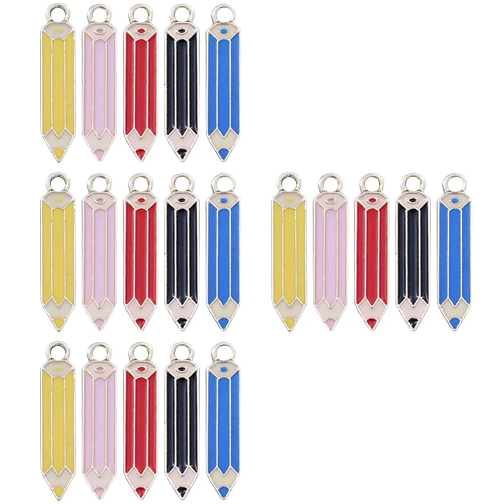 

50 Pcs Colored Pencil Charms Premium Alloy DIY Jewelry Supplies for Necklace Earring Bracelet Craft Projects Creative Design