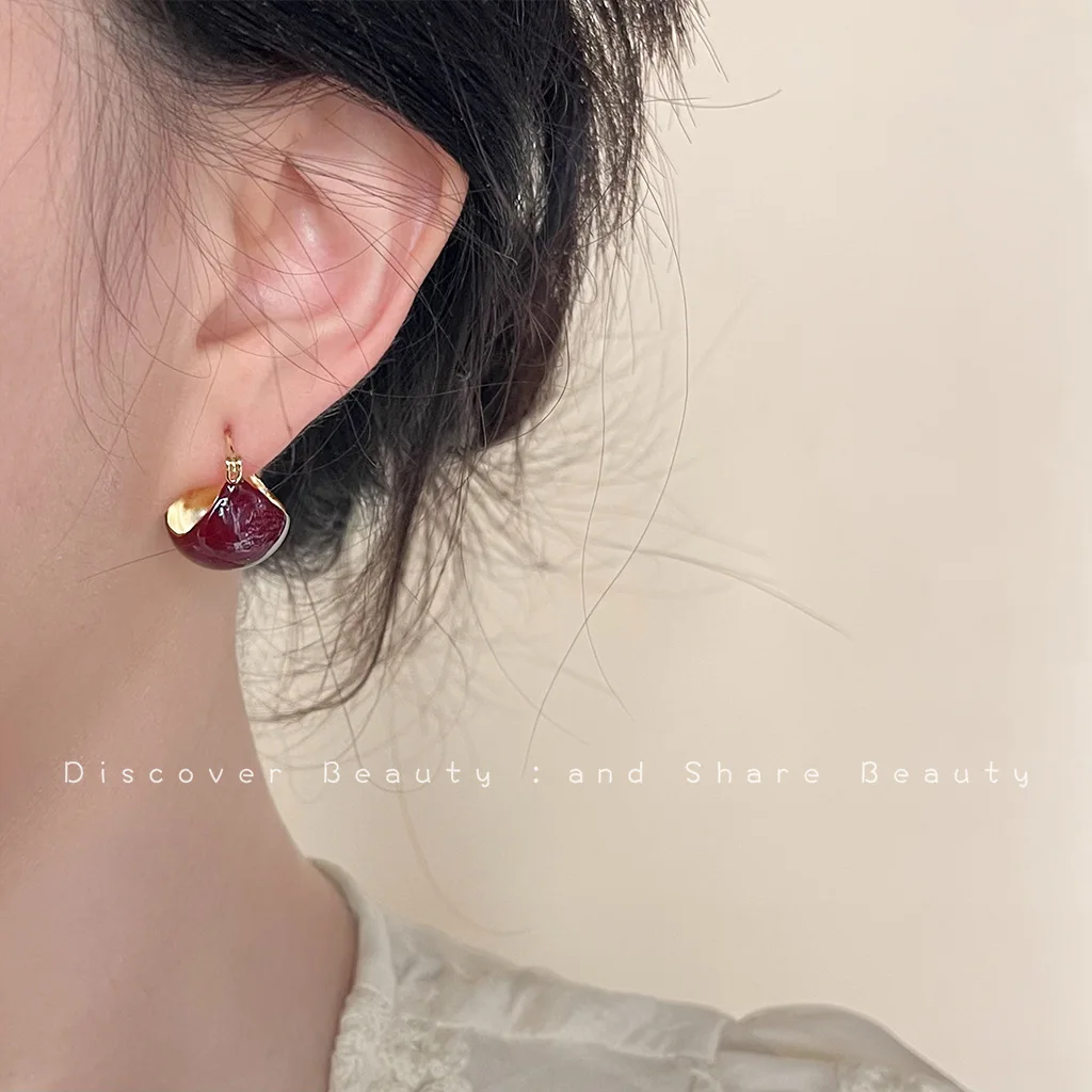 DIY accessories Korean high-end color oil drop earrings women's small fresh and sweet temperament ear buckles niche fashion vers