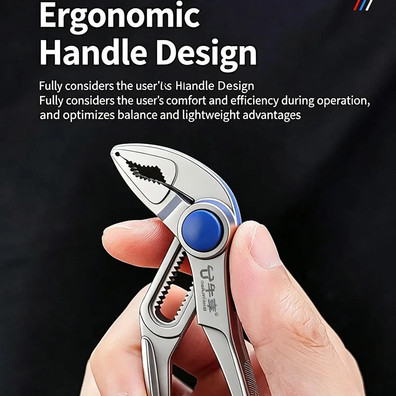4-Zoll-Mini-Rillenverbindungs-Zangen mit Push-Lock-V-Backen, schnell einstellbar für enge Räume, Mehrflächen-Grip – Detail 4