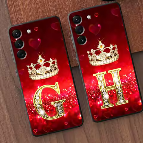 Case for Samsung Galaxy A54 A55 5G A53 A52 A51 A34 A35 A33 A25 A24 A23 A22 A21s A32 Funda Phone Cover Red Diamonds Letter G R