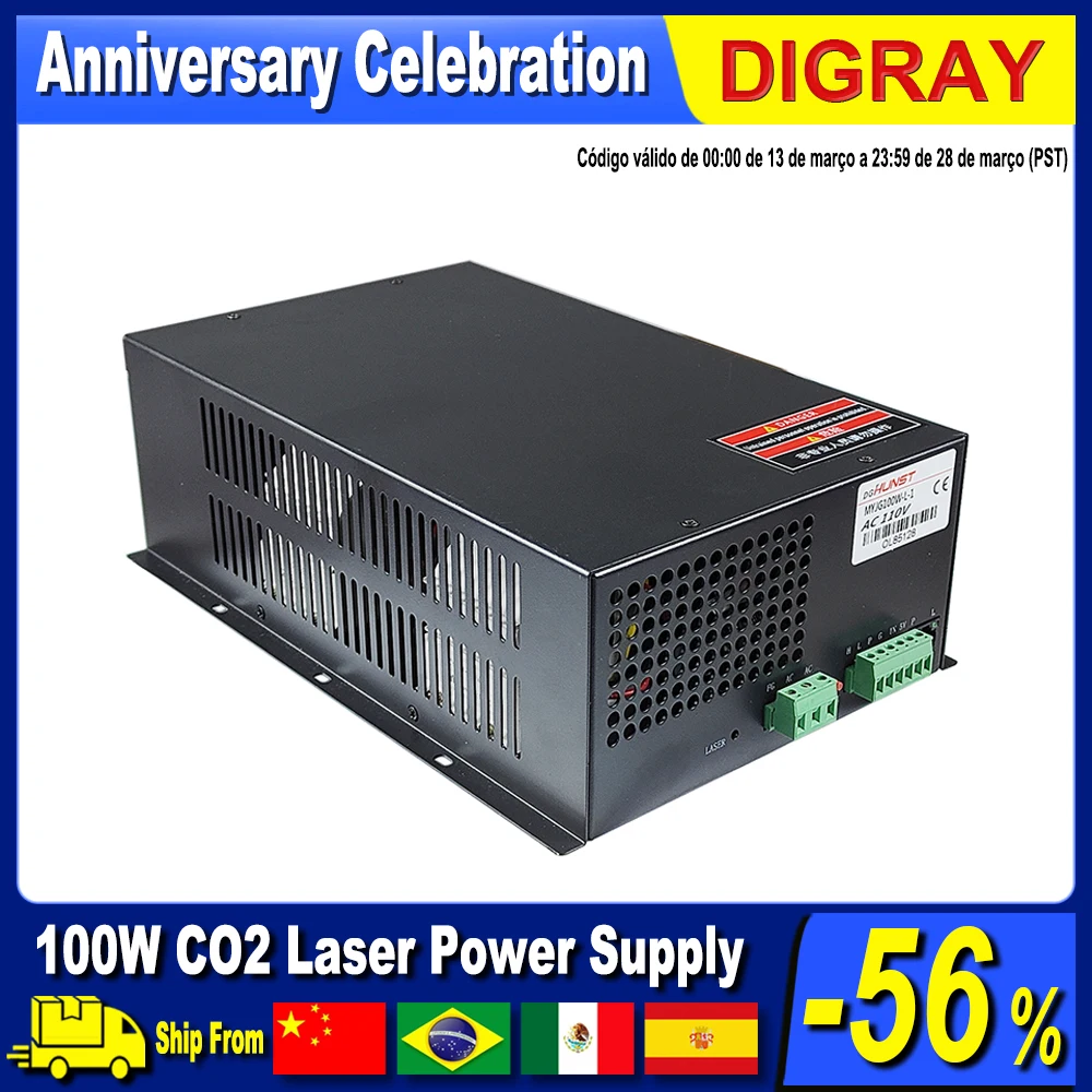 DIGRAY 100W Co2 Laser Power Supply MYJG-100W for 80W 100W Laser Cutting and Engraving Machine