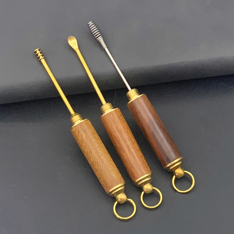 Portable Solid Wood Mini Ear Cleaner Keychains Ear Wax Removal Tool Nettoyage Oreille Ear Pick Ear Spoon Attached Key Ring