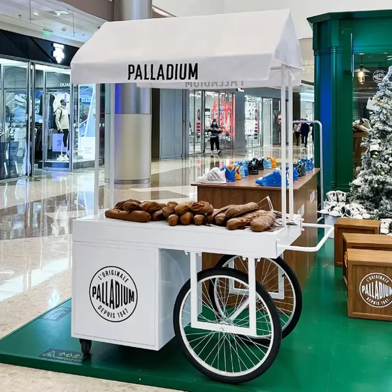Movable Promotional Vehicle Entrepreneurial Stall Small Trolley Outdoor  Vendor Wine Drinks Snacks Promotional Fast Food Truck