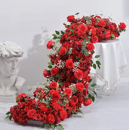 Wedding Table Runner Props Artificial Flowers Rows Breathtaking Flowers For Backdrop Stage Decorations For Christmas Occasions