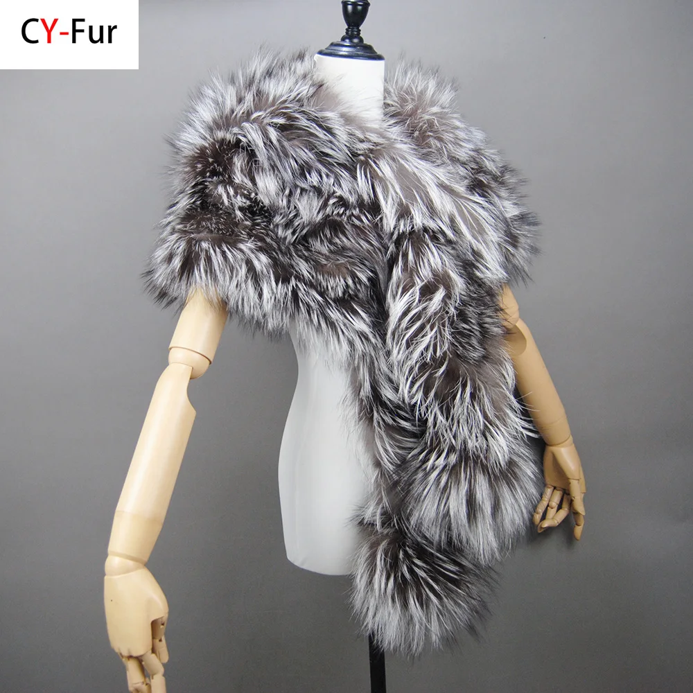 

Модный шарф из натурального лисьего меха, воротник, меховое кольцо, глушитель, женский меховой палантин, теплый шарф, шаль, накидка для мужчин, для влюбленных, Рождественский подарок