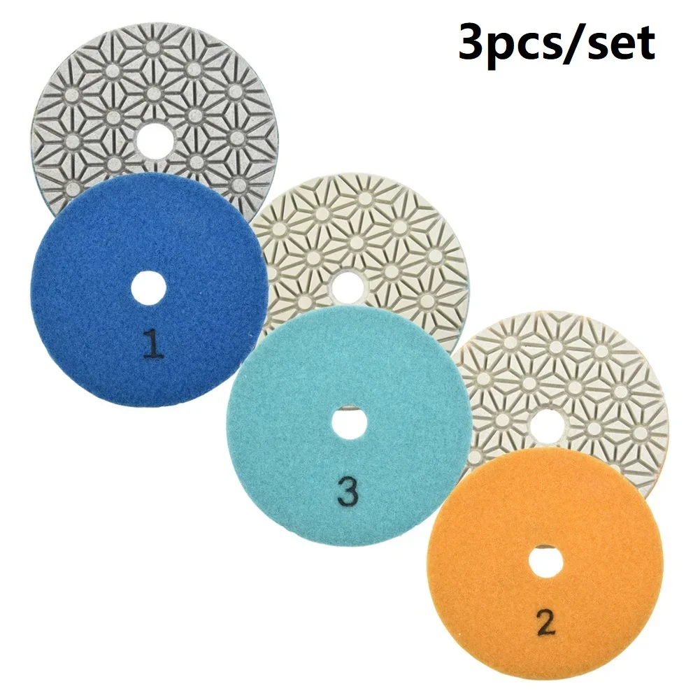 

High Quality Wear-Resistant Polishing Pads 100mm 4 Inch Granite Marble Parts Practical Replacement Stone Wet/Dry 3pcs