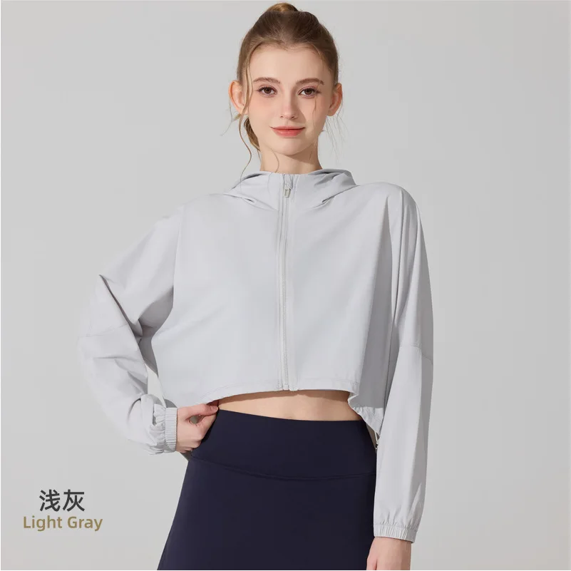 Summer UV Protection Jacket Women Original Yarn Sun Protective Hoodie Ice Silk Cooling Thin Yoga Sportswear Outdoor Running Top