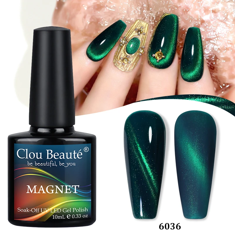 Clou Beaute Red Green Crystal Cat Eye Magnetic Gel Nail Polish 9D Galaxy Effect Holographic Reflective UV LED Varnish Nail Art