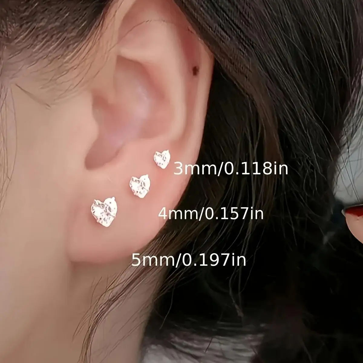 1/4 Pairs Fashion Simple Style Stainless Steel Heart-Shaped Cubic Zirconia Stud Earrings Women Ear Piercing Jewelry 3/4/5/6mm