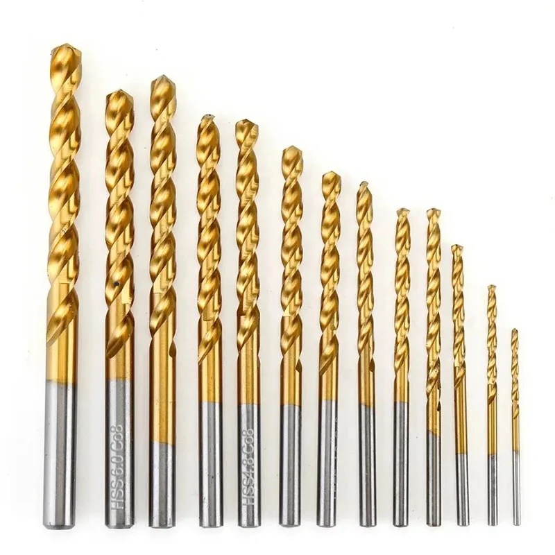 Juego de brocas de cobalto 8% de grado Industrial, broca helicoidal recubierta de Titanio M42 HSS, 1,5-6,5mm, para perforación de acero inoxidable, 13 Uds.
