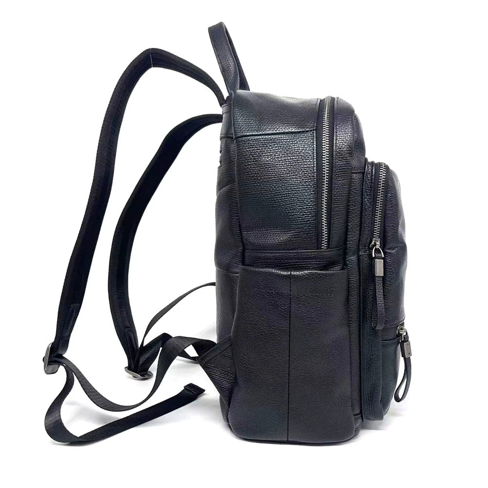 Schwarzer Rucksack aus echtem Leder für Herren, große Reisetasche aus echtem Rindsleder, große Jungen, doppelte Umhängetasche