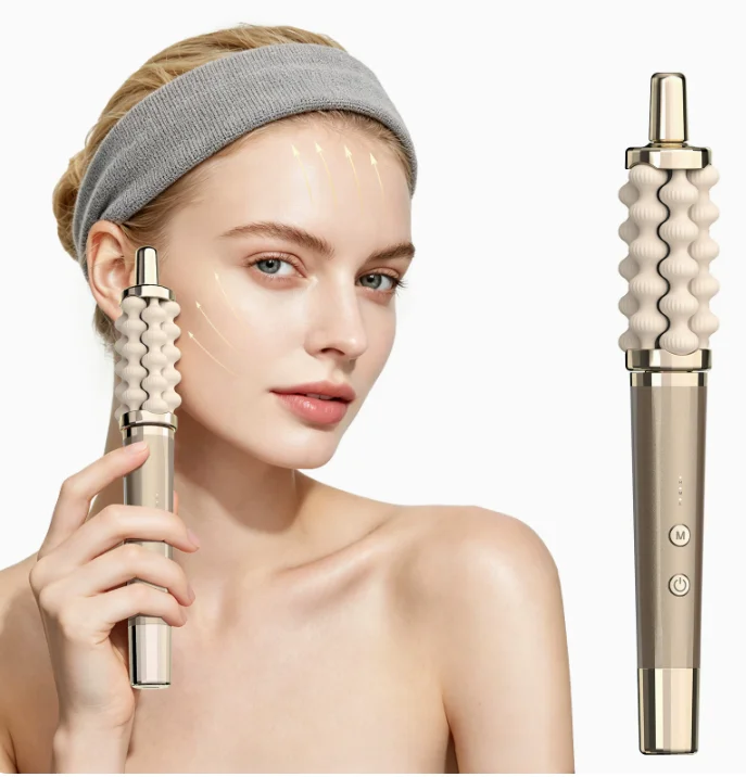 3D wave rotating silicone massage stick cross-border handheld massager, home facial V face shaping soothing care