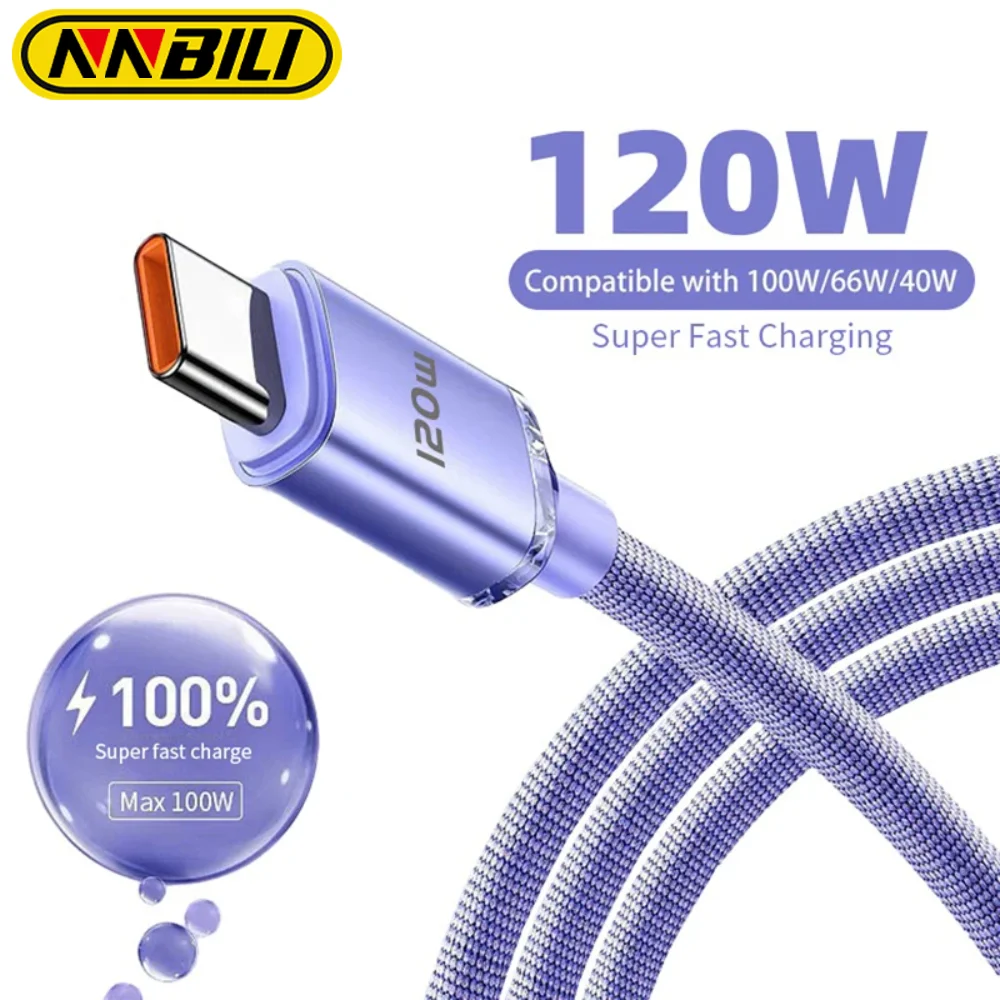 NNBILI USB C to Type C Cable PD 120W 6A Phone Charging Wire For iPhone 15 Xiaomi 14 Fast Charge USB A to USB C Quick Data Cord