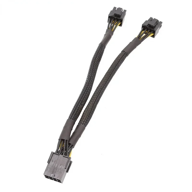 20cm Braided Y-Splitter GPU Adapter Cable PCIe 8 Pin Female To Dual 2X8 Pin(6+2) Male PCI Express Power Adapter Extension Cable