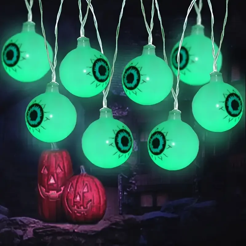 

1PC 3M/9.84FT. 20LED Spooky Halloween Eyeball String Light Battery Powered Suitable For Home Yard Outdoor Festival Party Decor