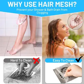 100 ks jednorázových lapačů vlasů do sprchového odtoku, čtvercových samolepek na lapač vlasů do koupelny a kuchyně - Bast Hair Catcher 8 nejlepší prodej čtvercový sprchový odtok lapač vlasů - №5