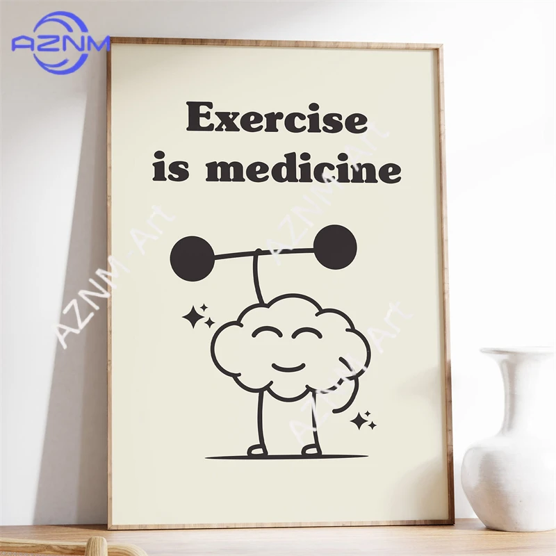Exercise Is Medicine Poster Trendy Quote Prints Canvas Painting Motivational and Inspirational Wall Art Picture for Home Decor