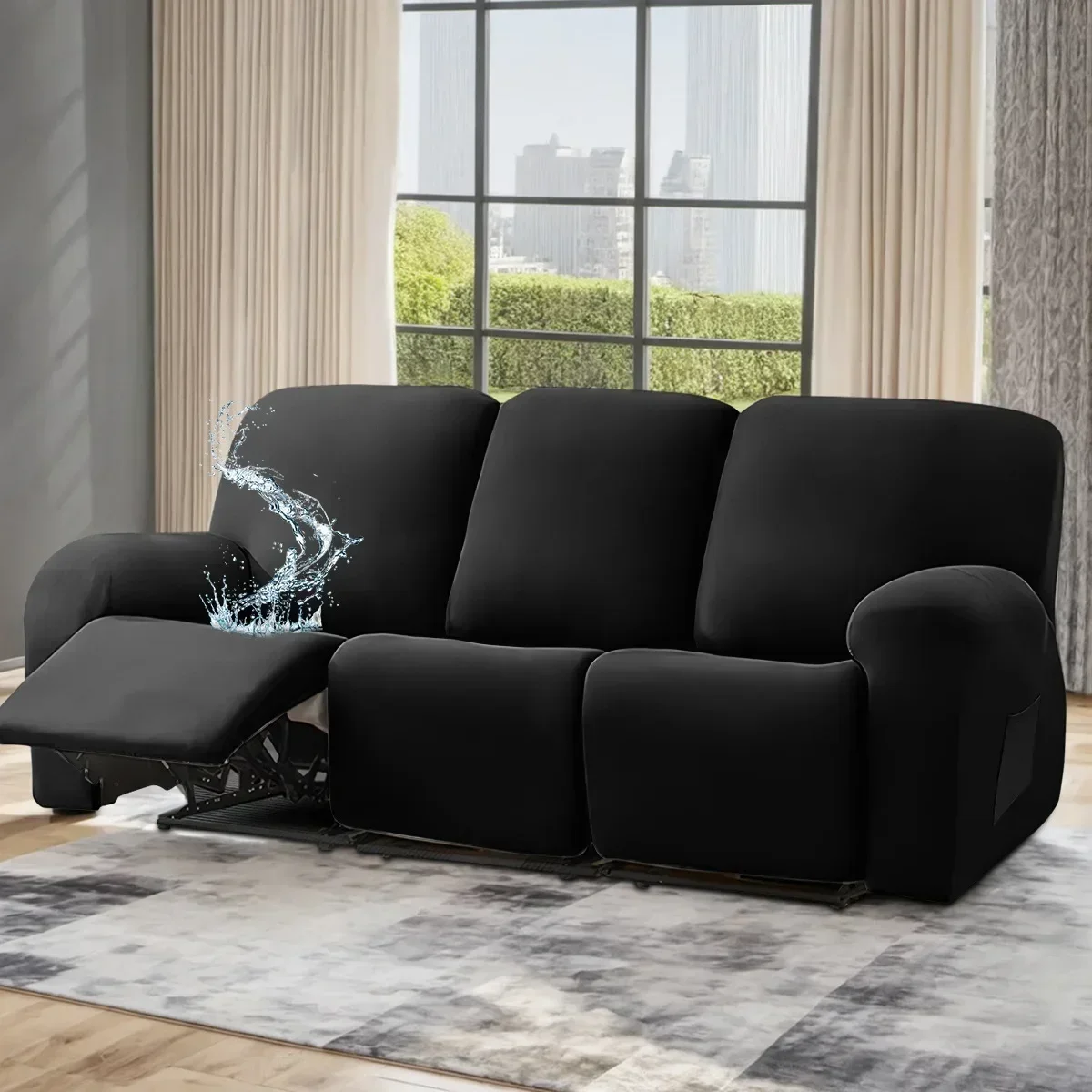 1/2/3/4 مقاعد أريكة غطاء أريكة مقاوم للماء مرونة الزاوية أريكة يغطي L على شكل أريكة زلة غطاء حامي غطاء مقعد نسيج رقيق