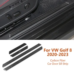 For Volkswagen VW Golf 8 MK8 2020-2023 Car-Styling Carbon Fiber Car Door Sill Strip Decorative Sticker Auto Interior Accessories