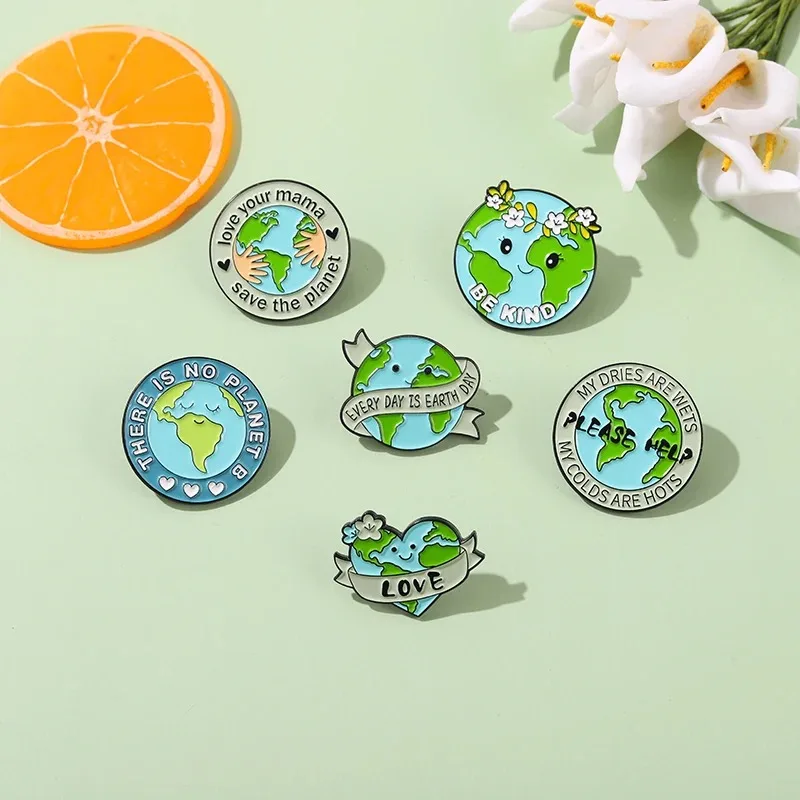 Protect Environment Love Earth Enamel Pins Every day is Earth Day Brooches Lapel Pins Jewelry Accessories Backpack Gift Friend