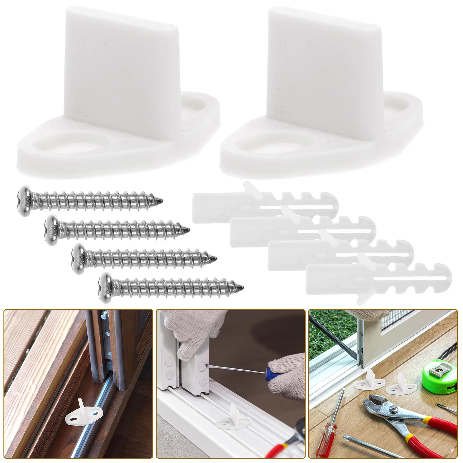 

2 Pcs Barn Door Sliding Hinge Doorstop Stoppers Carbon Metal Floor Guide for Guides Bottom