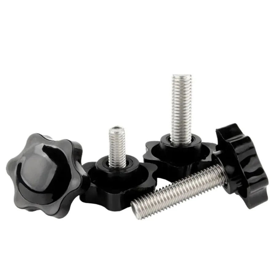 M5 M6 M8 Star Shape Thread Clamping Handle Bolt Bakelite Hand Knob Six-Lobe Tightening Screw Industry Equipment Plastic Steel
