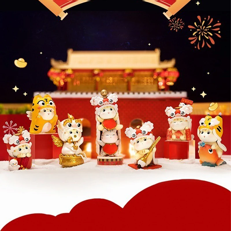 Forbidden City Cat Blind Box Toys Cute Cat Lucky Blind Boxes Figure Model Office Ornaments Childrenal Birthday Gift Toys